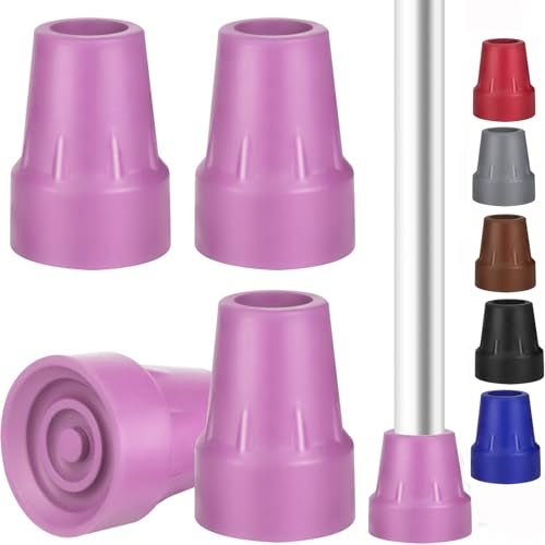Crutch Tips Heavy Duty Replacement Rubber Cane,Hiking Walker Tips 3/4â€ Non-Slip All Terrain Caps Accessories for Canes, Rollator, Walkers, Universal Fit 4 PCS (Purple)